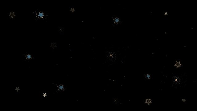 Beautiful twinkling stars animation, flat, vector, stars blinking. Glitter stars of different sizes and shapes on black background, night sky.