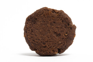 Afghan cookies made from chocolate and cornflakes with almond on top back view isolated on white background clipping path