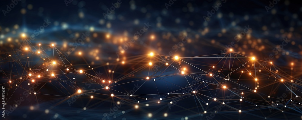 Poster concept of ai technology, motion of digital data flow. communication and technology network concept 