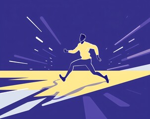 a cartoon illustration of a person running to a bright light with frantic speed