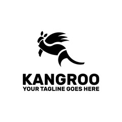 abstract kangaroo with wings logo template