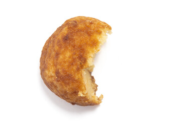 Broken of palm cheese cookies isolated on white background clipping path