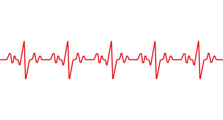 Red pulse line isolated on white background