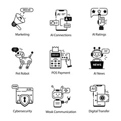 Pack of Smart Technology Linear Icons 


