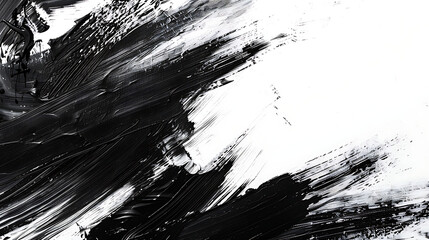 Black ink oil brush abstract painting on white background