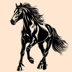 Black and White Horse Outline Silhouette Ornament Vector Art for Logo and Icon, Sketch, Tattoo, Clip Art