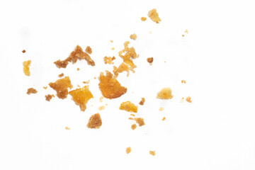 Separated crashed crumble cookies isolated on white background clipping path