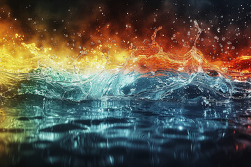 Abstract image of the splash of water, futuristic style, in colorful style. AI Generated