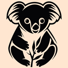 Black and White Koala Outline Silhouette Ornament Vector Art for Logo and Icon, Sketch, Tattoo, Clip Art
