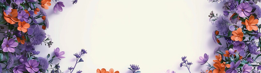 Obraz premium Nature’s Palette: The Purple and Orange Floral Border