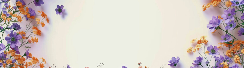 Obraz premium Nature’s Palette: The Purple and Orange Floral Border