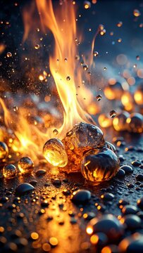 Water Drop Fire Flames Background Mobile Phone Wallpaper 