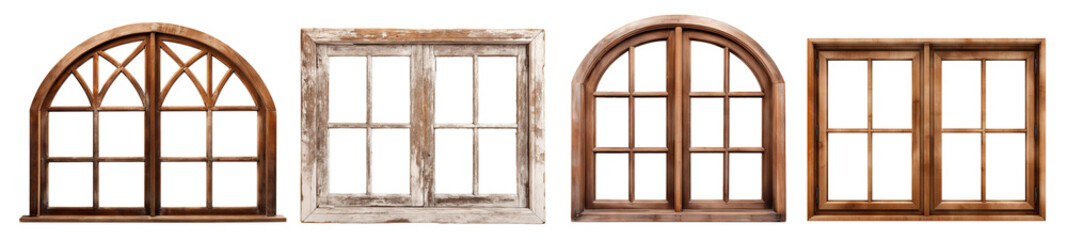 Set of wooden windows, cut out