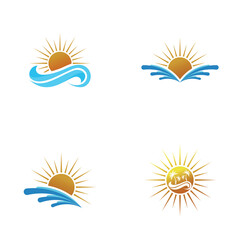 Obraz premium Sunset logo design icon set