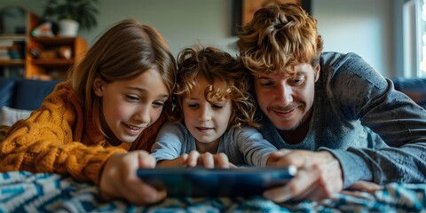Pixelated Portraits Family Engrossed in Digital Entertainment, To provide a visually engaging and relevant image