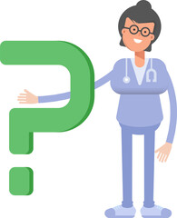 Female Doctor Character and Question Mark
