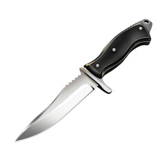 Obraz premium Stainless Steel Hunting Knife With Black Handle , Transparent Background, Cut Out