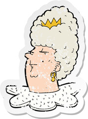 retro distressed sticker of a cartoon queen head