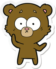 sticker of a surprised bear cartoon