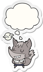 cartoon werewolf and thought bubble as a printed sticker