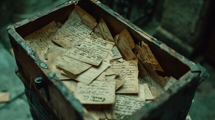Old Letters in Wooden Box with Vintage Feel