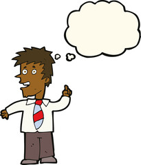 cartoon man with idea with thought bubble