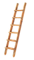 Wooden Ladder on White Background, Transparent Background, Cut Out