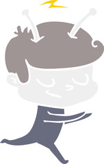friendly flat color style cartoon spaceman running