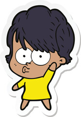 sticker of a cartoon woman