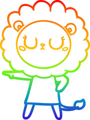 rainbow gradient line drawing cartoon lion