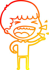 warm gradient line drawing cartoon laughing man