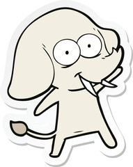sticker of a happy cartoon elephant