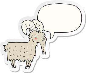 cartoon goat and speech bubble sticker