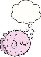 cartoon blowfish and thought bubble