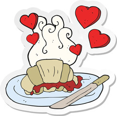 sticker of a cartoon tasty breakfast croissant