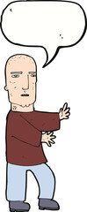 cartoon tough man  with speech bubble