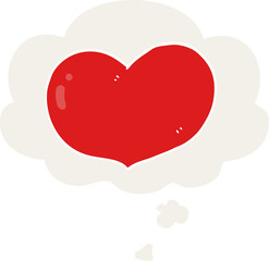 cartoon love heart and thought bubble in retro style