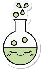 sticker of a cute cartoon test tube