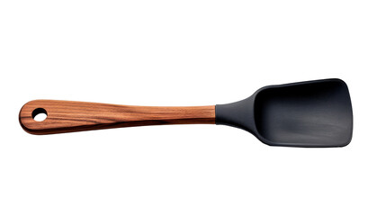 Black Silicone Spatula With Wooden Handle, Transparent Background, Cut Out