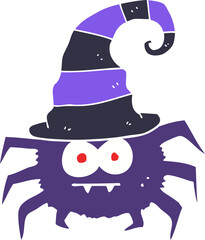 flat color illustration of a cartoon halloween spider
