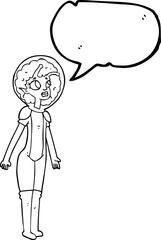 Fototapeta na wymiar speech bubble cartoon alien space girl