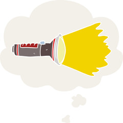 Obraz premium cartoon electric torch and thought bubble in retro style