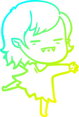 Fototapeta premium cold gradient line drawing cartoon undead vampire girl dancing