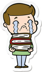 sticker of a cartoon man crying