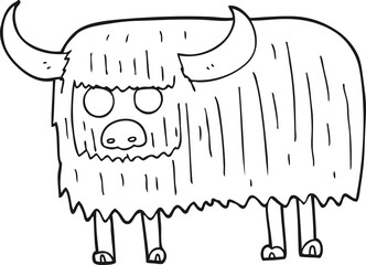 black and white cartoon hairy cow