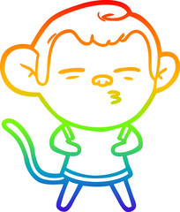 rainbow gradient line drawing cartoon suspicious monkey
