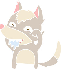 flat color style cartoon hungry wolf