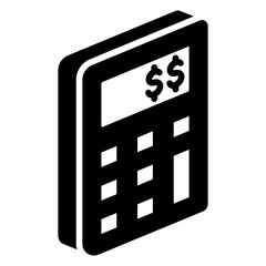 Calculator. glyph icon, related to market and economy theme. use for modern concept, UI or UX kit, app, and web development.