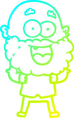 cold gradient line drawing cartoon crazy happy man with beard