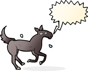 cartoon horse sweating with speech bubble
